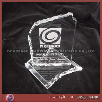 Ingenious Crushed Ice Acrylic/Lucite Trophy/Letterweight/Gift with Logo